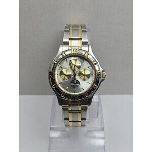 Vintage Relic Wet Mens Moon Phase Calendar Two Tone Stainless Quartz New Battery